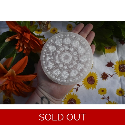 Selenite Zodiac Disc 9 cm